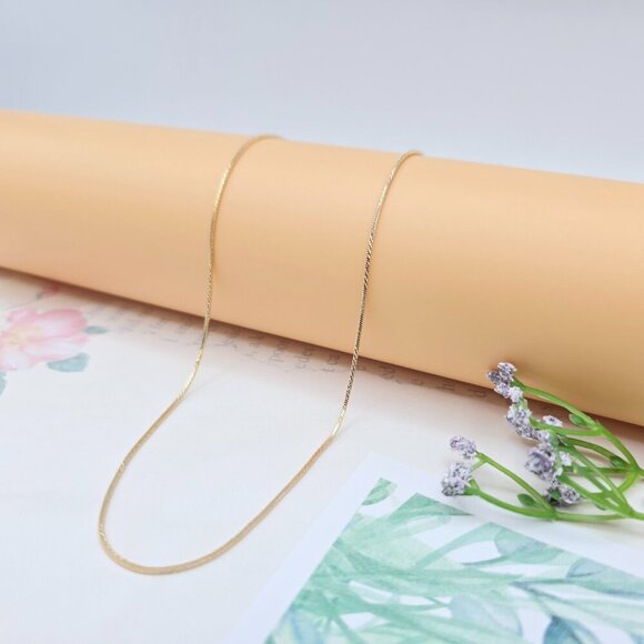 Shiny Rose Gold Herringbone Chain Necklace, Gold Plated Brass, XPNL0040 - Picture 6 of 12